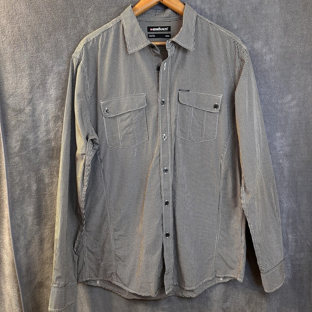Ecko Unlimited Men's Large Checked Long Sleeve Button‎ Up Shirt
